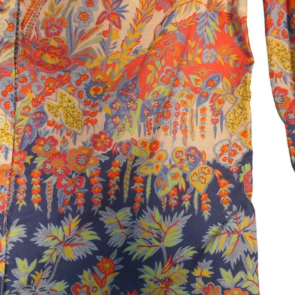 J McLaughlin Shirt Womens Small Blue Floral 100% Cotton Career Casual Boho - Picture 6 of 13